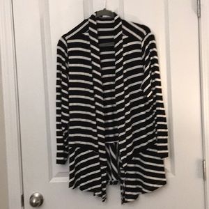 Dress Barn Black and White stripe 1x open cardigan